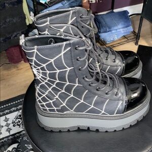 Demonia Black Spiderweb Bouts -size 9 NWOB